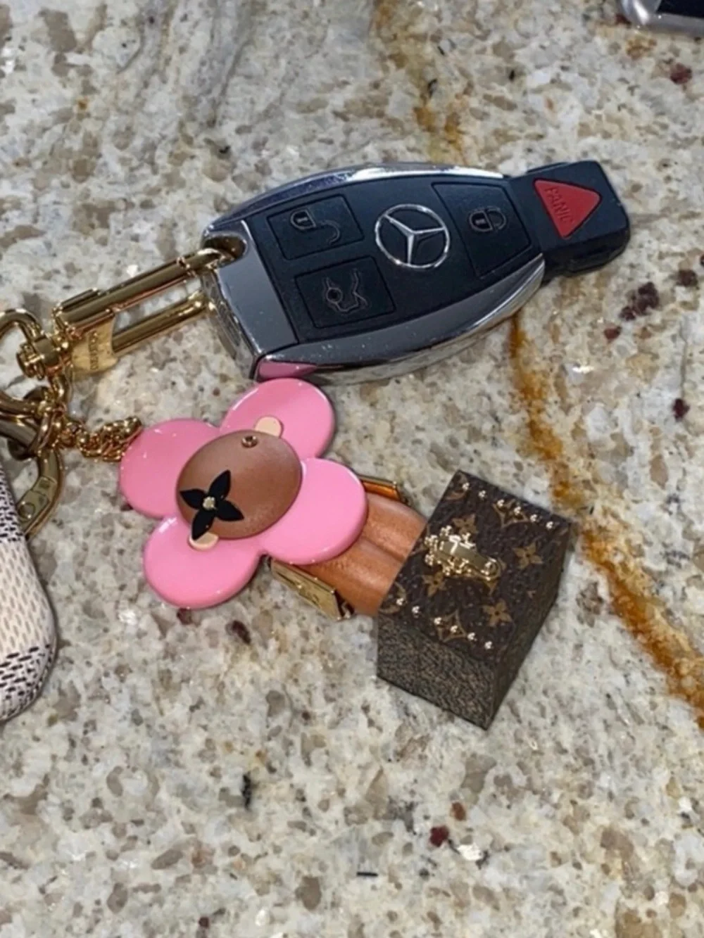 Louis Vuitton Pink Flower Mini Bag Charm Key Holder